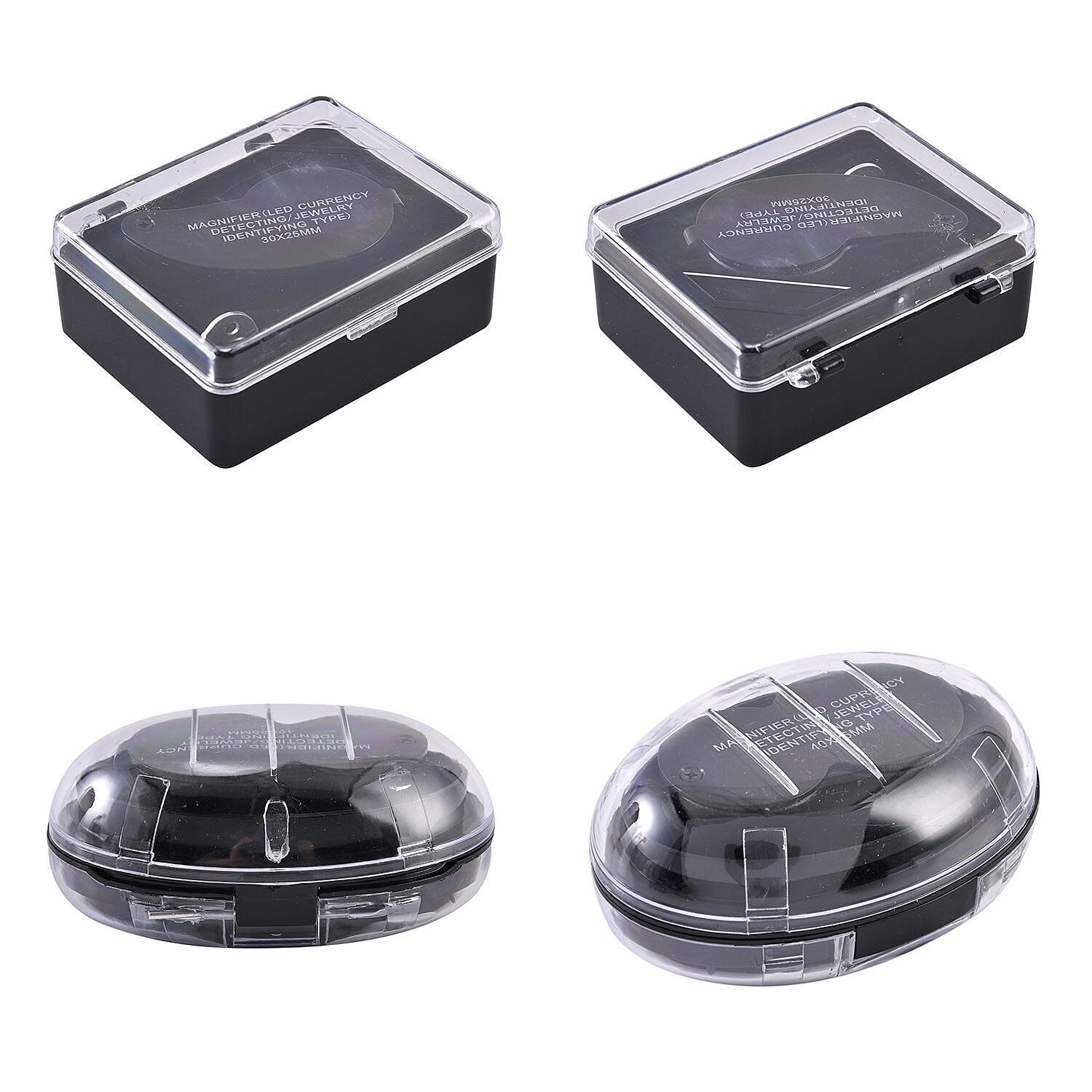 Set of 2 - Jewellery Magnifier with LED Light & UV Light- Black
