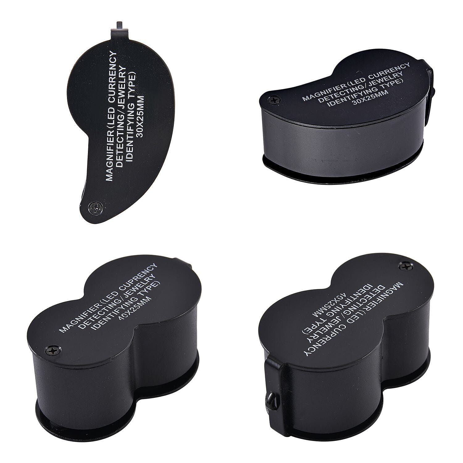 Set of 2 - Jewellery Magnifier with LED Light & UV Light- Black
