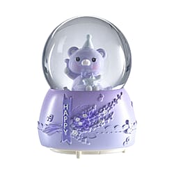 Musical Water Globe Floating blade and Bear (Size 11x15 Cm) - Purple