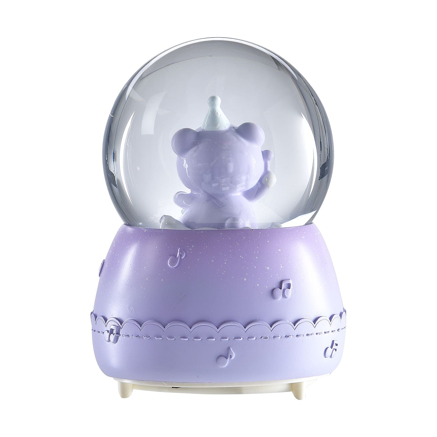 Musical Water Globe Floating blade and Bear (Size 11x15 Cm) - Purple