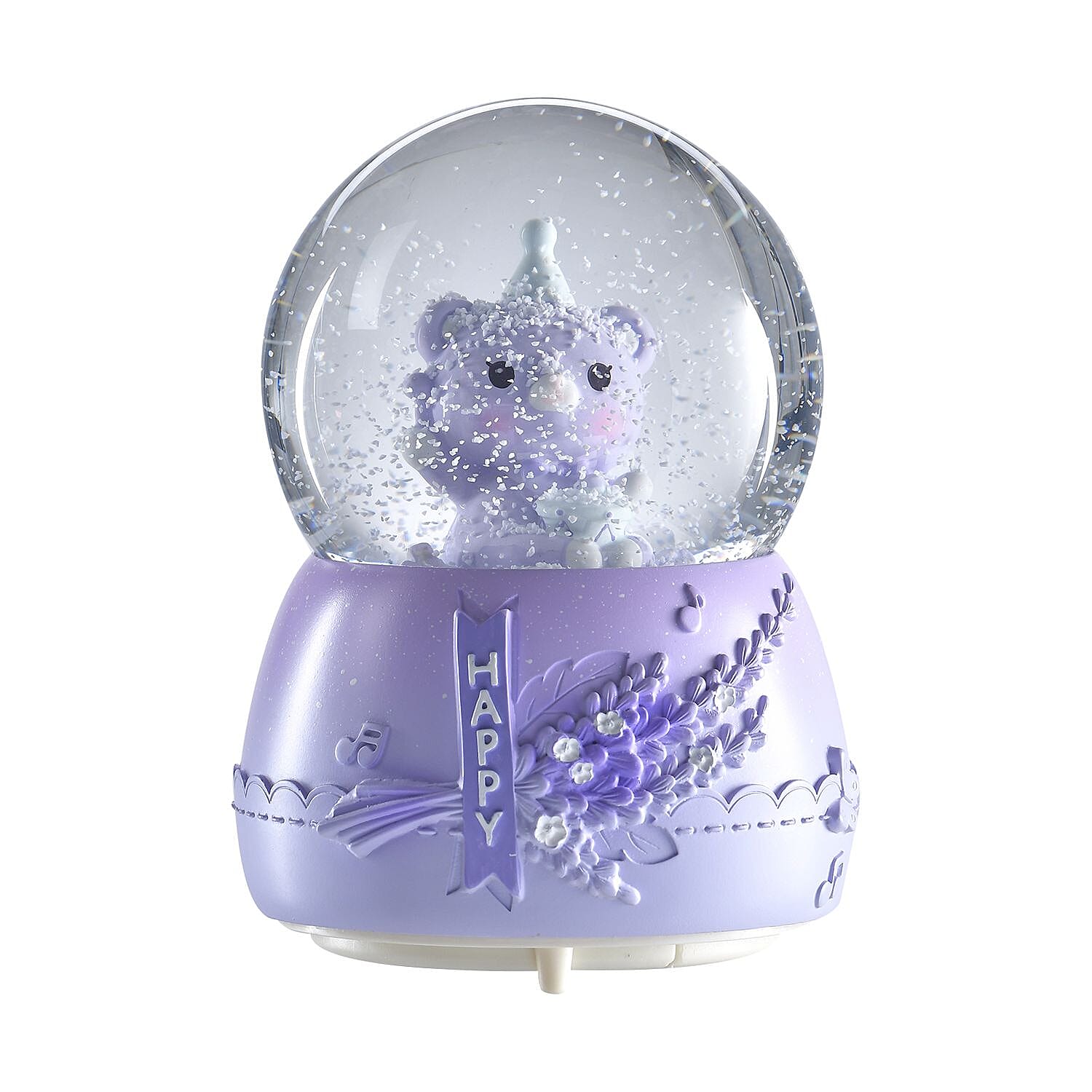 Musical Water Globe Floating blade and Bear (Size 11x15 Cm) - Purple