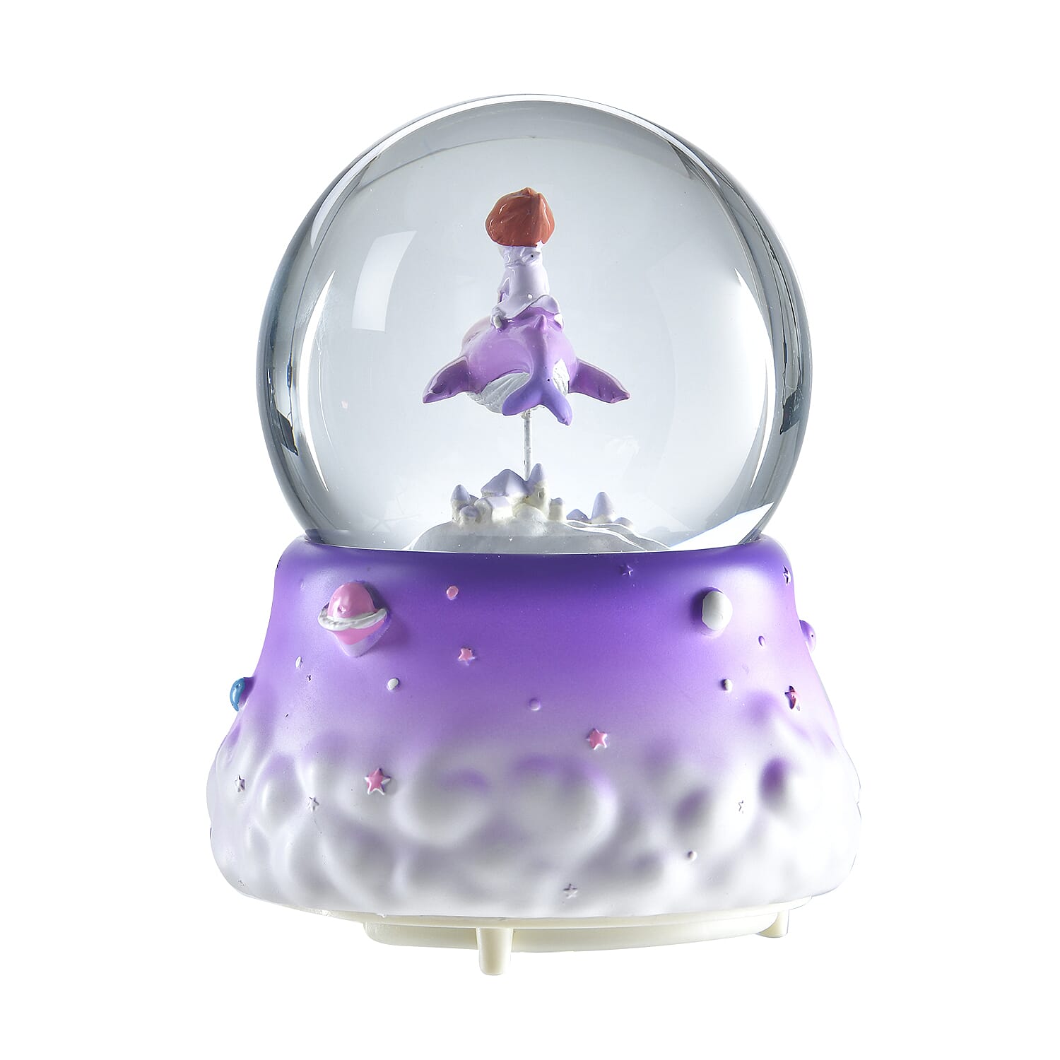Musical Water Globe with The Whale and The Girl (Size 15x11 Cm) - Purple