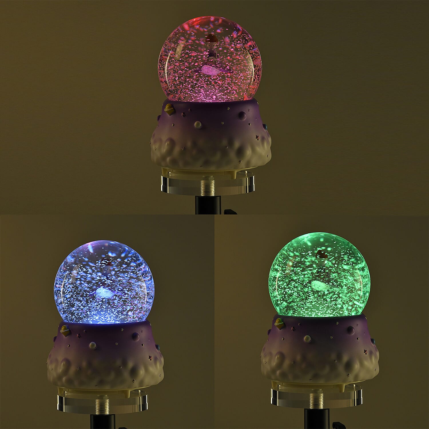 Musical Water Globe with The Whale and The Girl (Size 15x11 Cm) - Purple