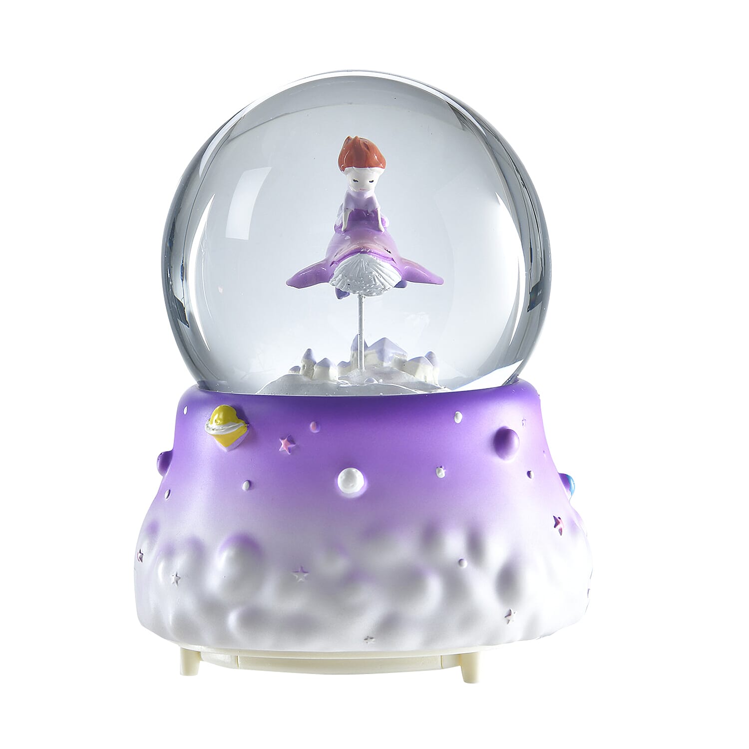 Musical Water Globe with The Whale and The Girl (Size 15x11 Cm) - Purple