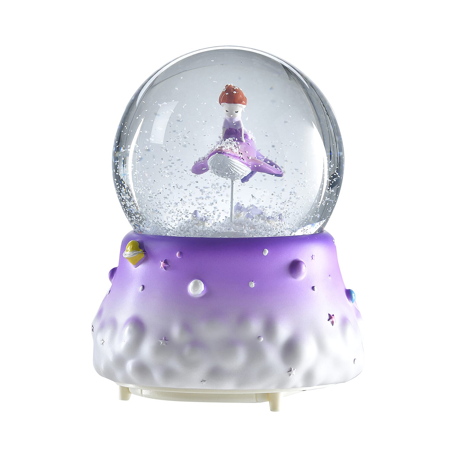 Musical Water Globe with The Whale and The Girl (Size 15x11 Cm) - Purple