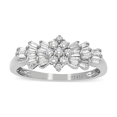 950 Platinum IGI Certified Diamond (SI- G-H) Ballerina Ring 1.00 Ct, Platinum Wt. 5.00 Gms
