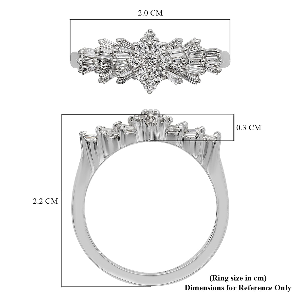 950 Platinum IGI Certified Diamond (SI- G-H) Ballerina Ring 1.00 Ct, Platinum Wt. 5.00 Gms