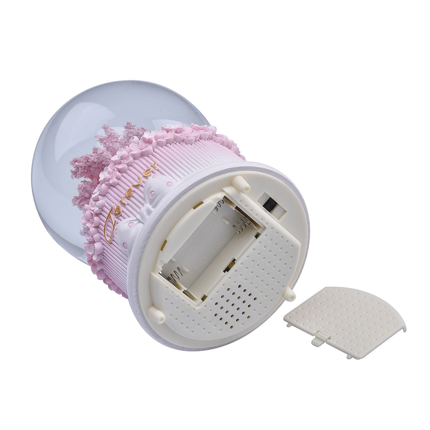 Musical Water Ball with Resin Base, Floating blade and A Girl under the Wishing Tree (Size 15x11 Cm) - Pink