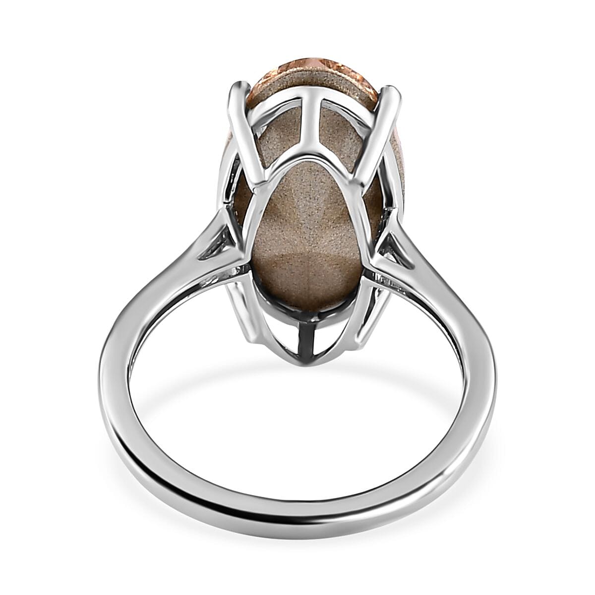 Vintage Rose Austrian Crystal Solitaire Ring in Platinum Overlay Sterling Silver