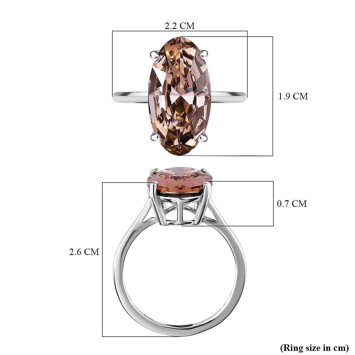 Vintage Rose Austrian Crystal Solitaire Ring in Platinum Overlay Sterling Silver