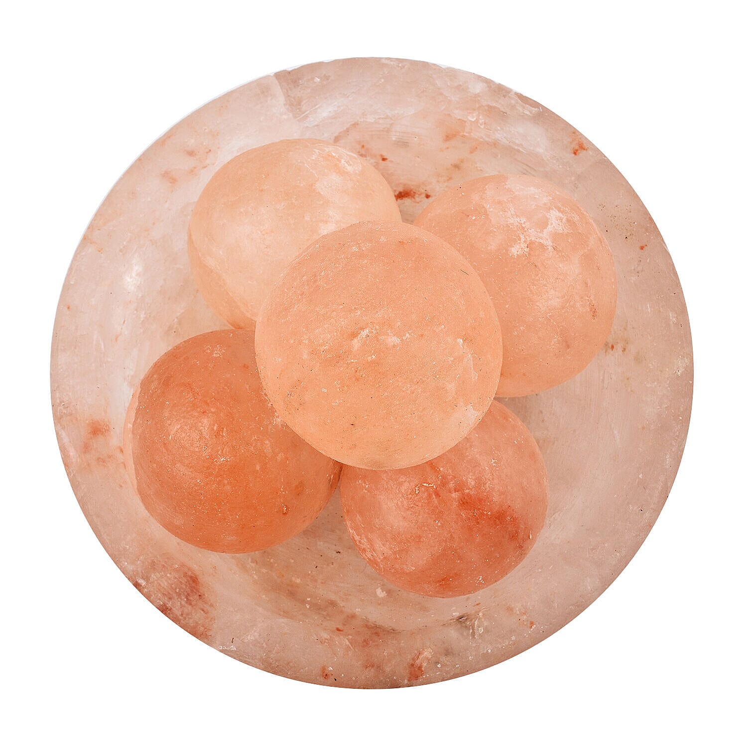 Himalayan Salt Lamp Fire Bowl with Massage Ball Including Cord & Bulb (Size 15x15x15 cm)
