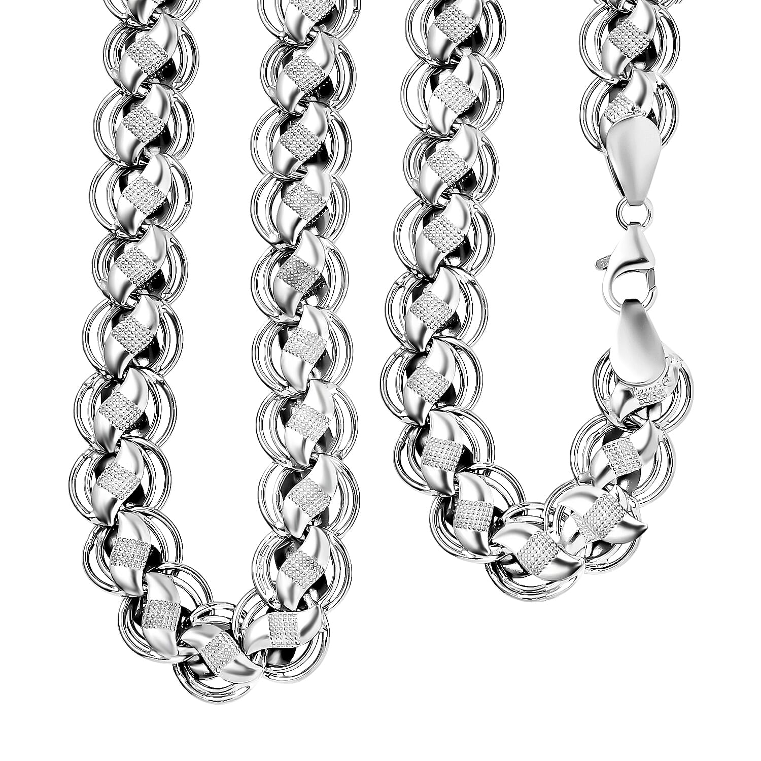 Platinum Overlay Sterling Silver Lotus Necklace (Size - 20), Silver Wt. 35 Gms