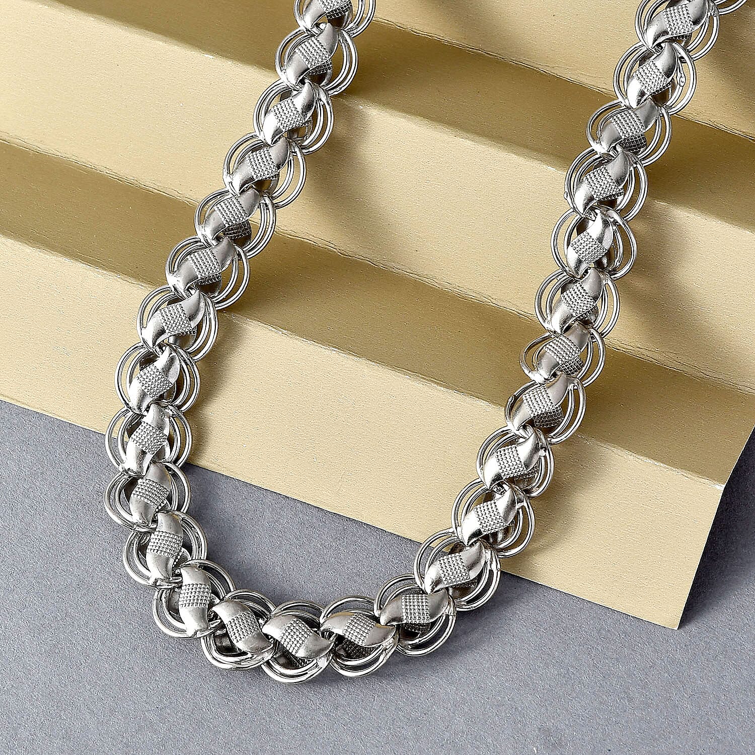 Platinum Overlay Sterling Silver Lotus Necklace (Size - 20), Silver Wt. 35 Gms