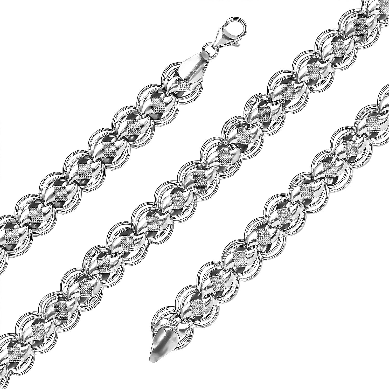 Platinum Overlay Sterling Silver Lotus Necklace (Size - 20), Silver Wt. 35 Gms