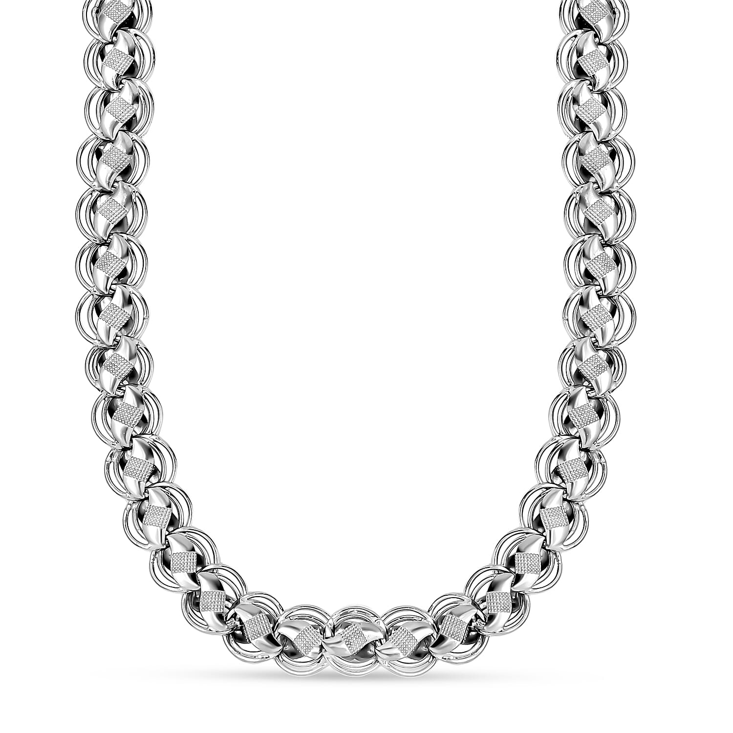 Platinum Overlay Sterling Silver Lotus Necklace (Size - 20), Silver Wt. 35 Gms