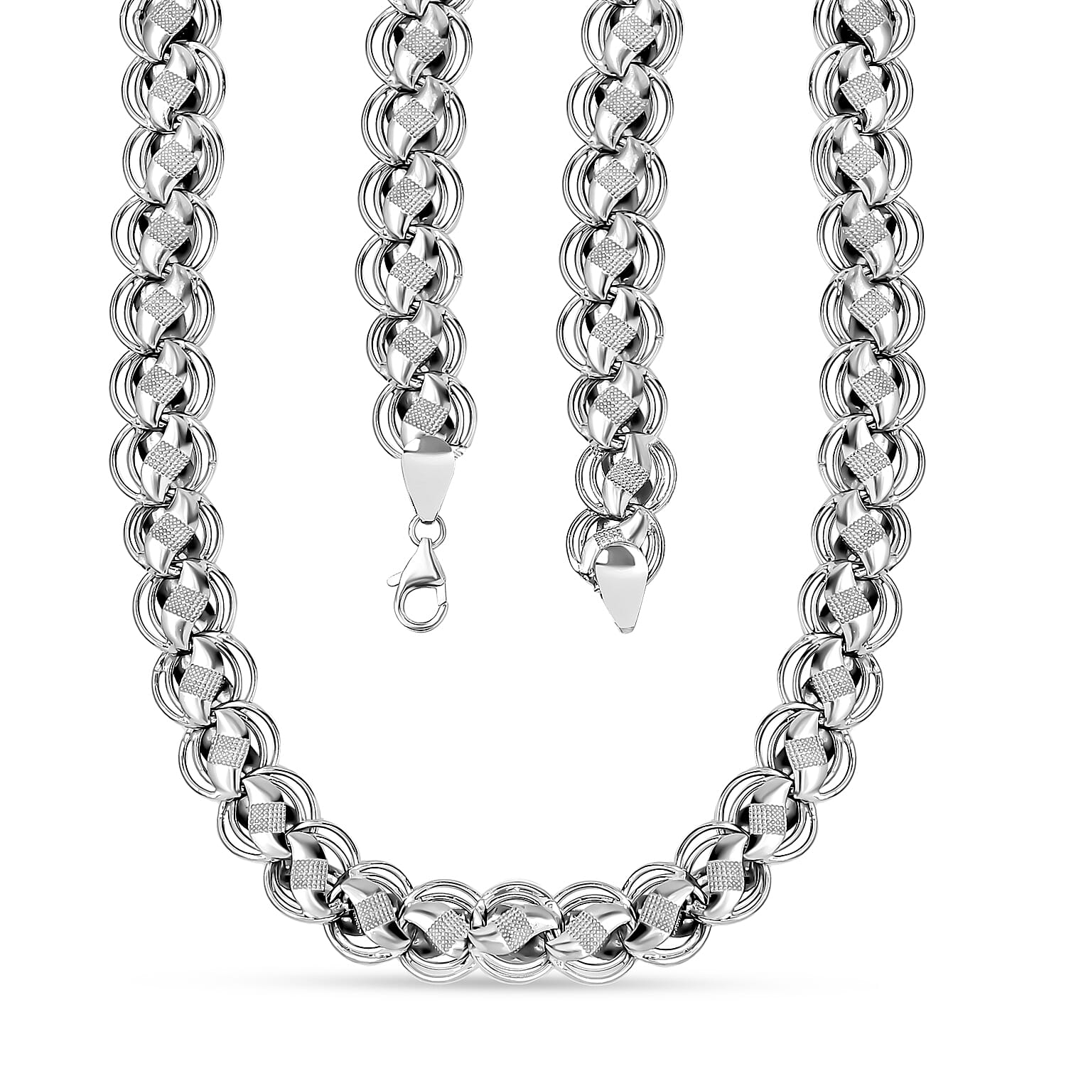 Platinum Overlay Sterling Silver Lotus Necklace (Size - 20), Silver Wt. 35 Gms