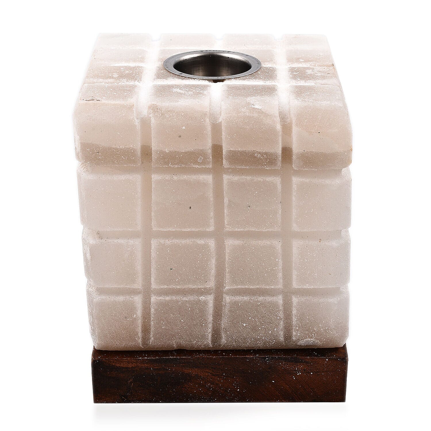Himalayan Salt Snow White Aroma Therapy Lamp Lined Cube Shape (Size 15x12x12 cm)