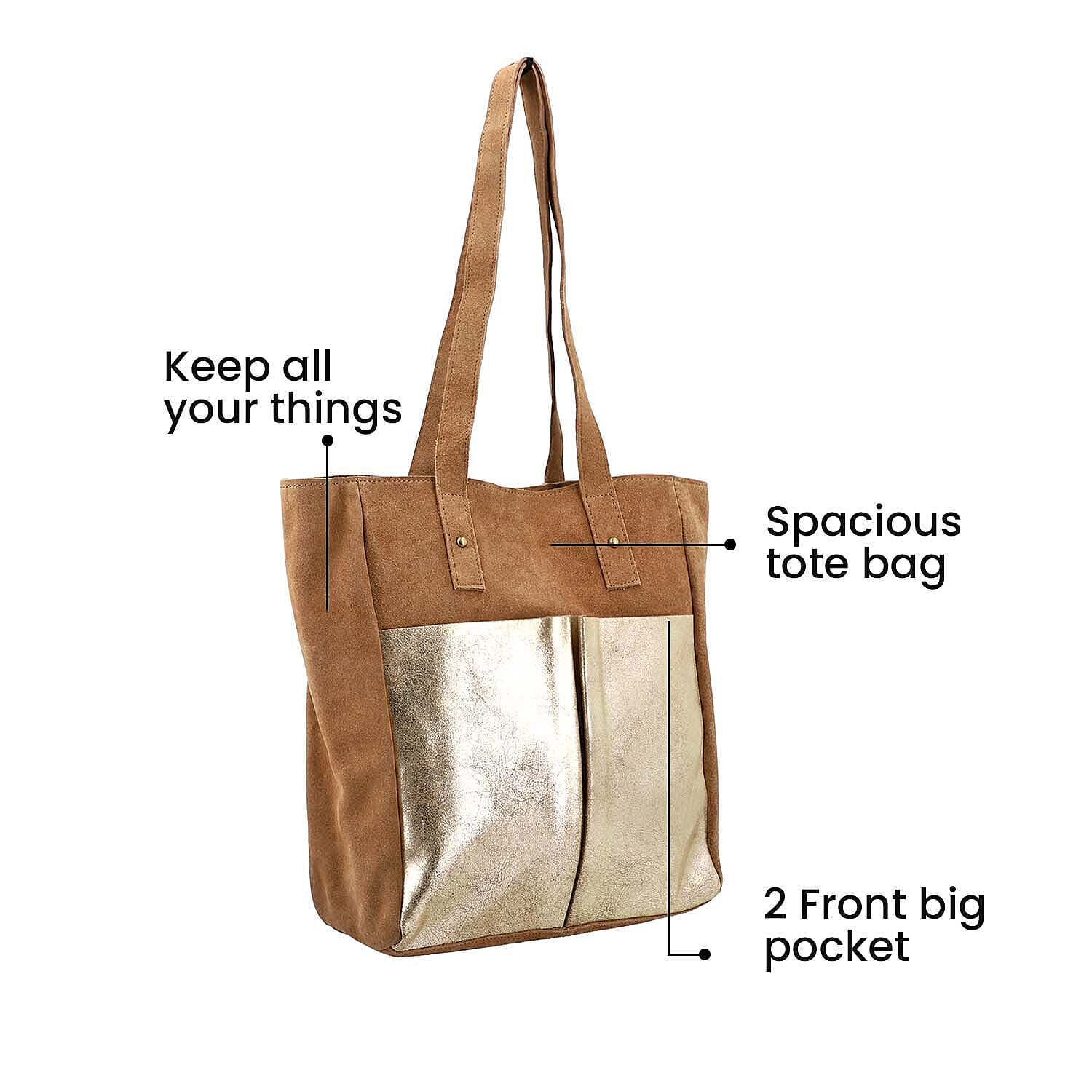 Italian CloseOut Deal- 100% Genuine Leather Tote Bag - Tan