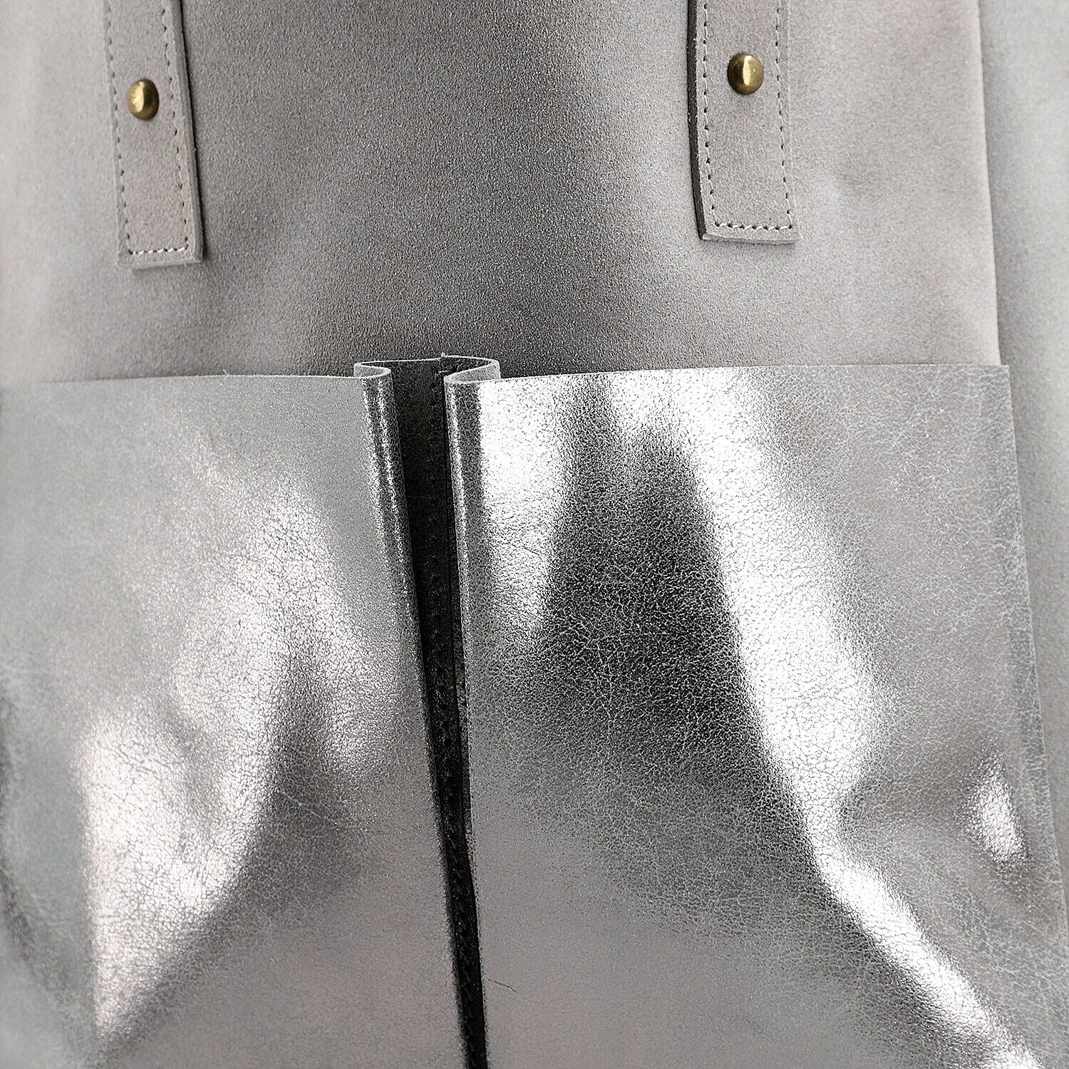 Italian CloseOut Deal- 100% Genuine Leather Tote Bag - Grey