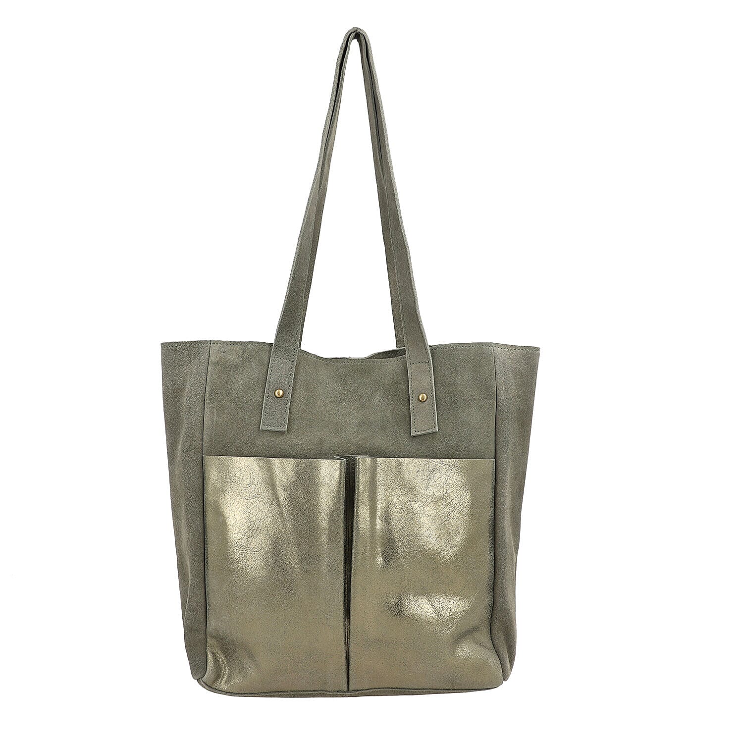 Italian CloseOut Deal- 100% Genuine Leather Tote Bag (Size 33x29x10 Cm) - Deep Green