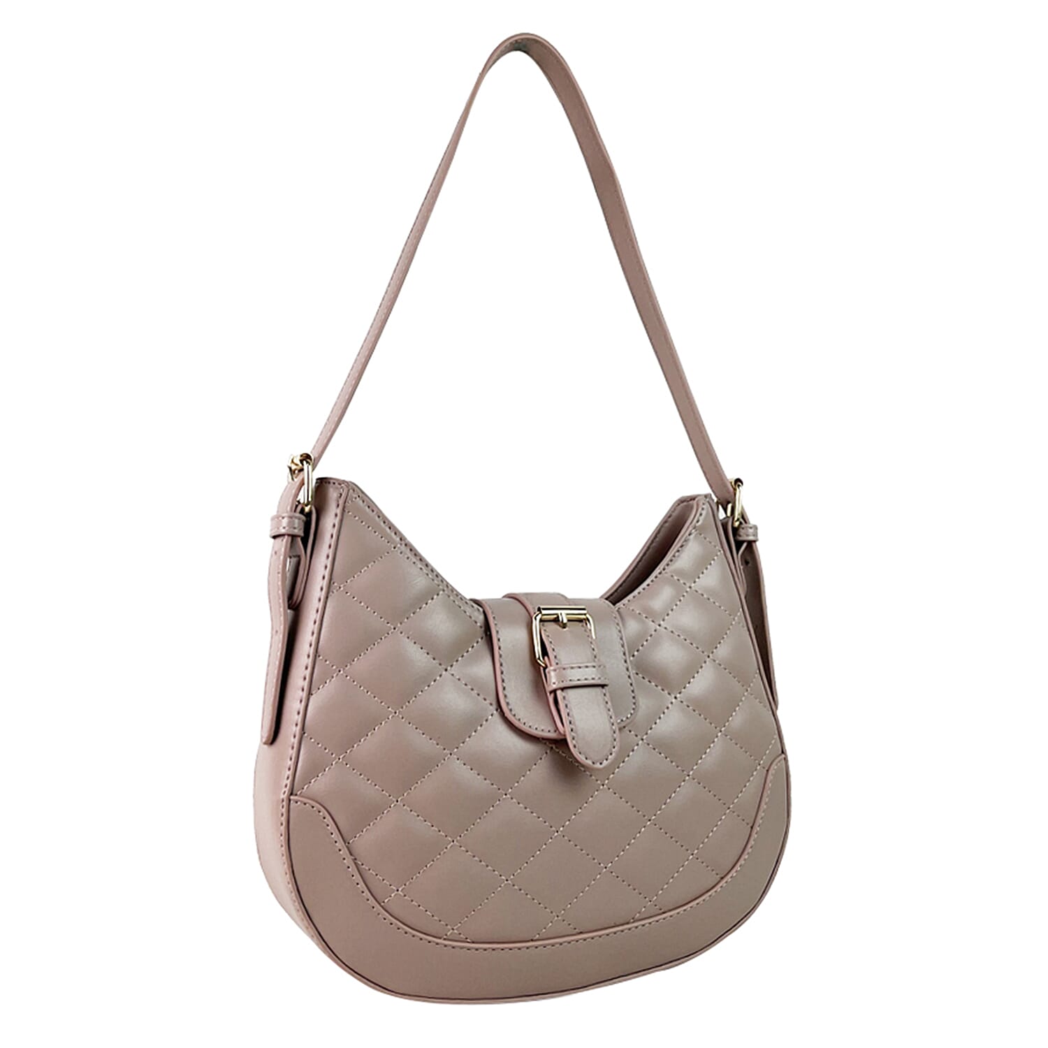 Close Out Deal - Quilted Plain Bag with Shoulder Strap - Nude