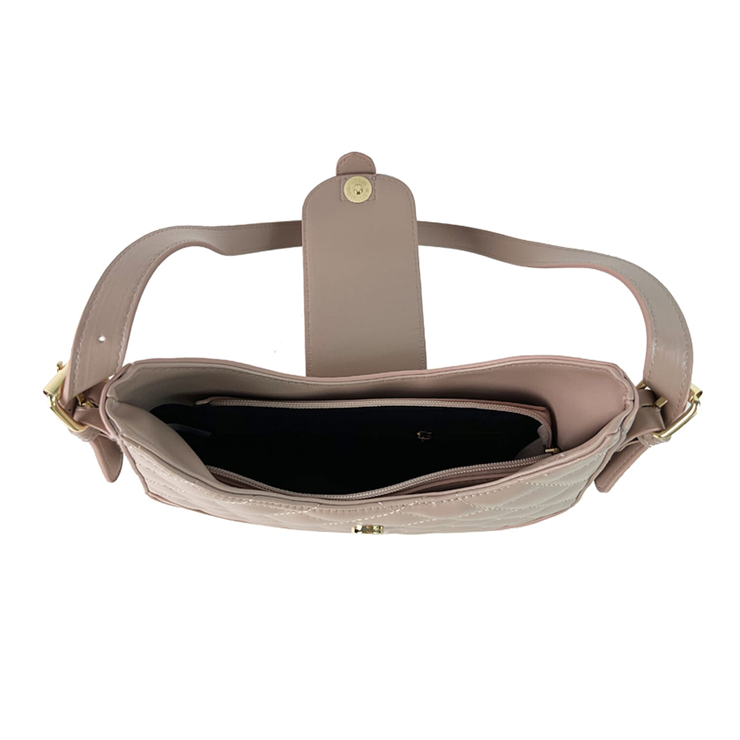 Close Out Deal - Quilted Plain Bag with Shoulder Strap - Nude