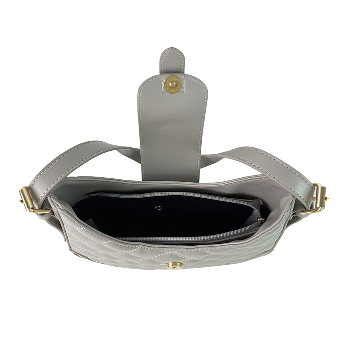 Close Out Deal - Quilted Plain Bag with Shoulder Strap - Grey