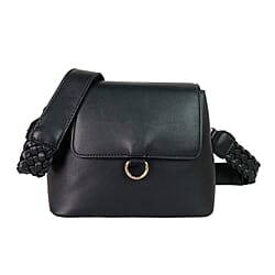 Polyurethane Plain Crossbody Bag - Black