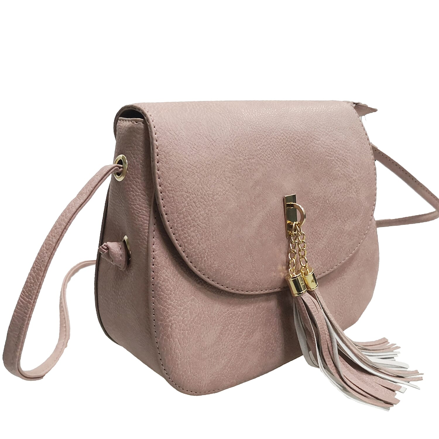 Designer Inspired Crossbody Bag with Tassel and Shoulder Strap (Size 23x18x8 Cm) - Pink