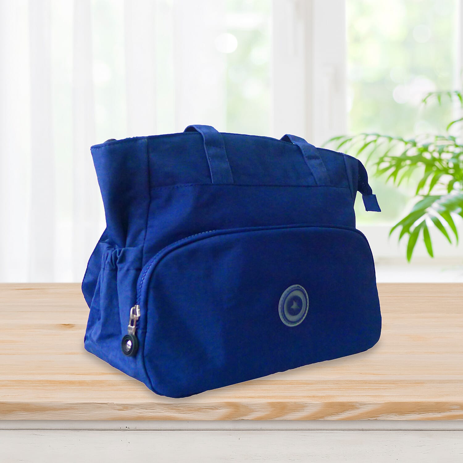 Designer Close Out Water Resistant Tote Bag with Handle Drop (Size 21x15x9 Cm) - Navy Blue