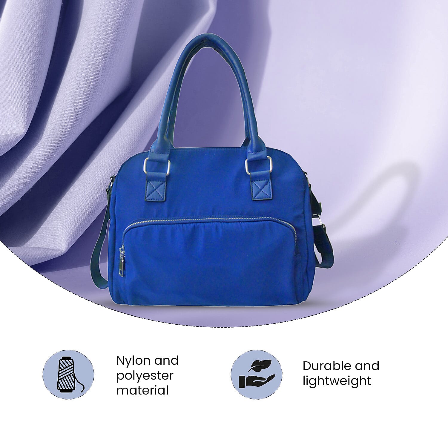 Designer Close Out - Tote Bag with Handle Drop and Shoulder Strap (Size 31x25x12 Cm) - Blue