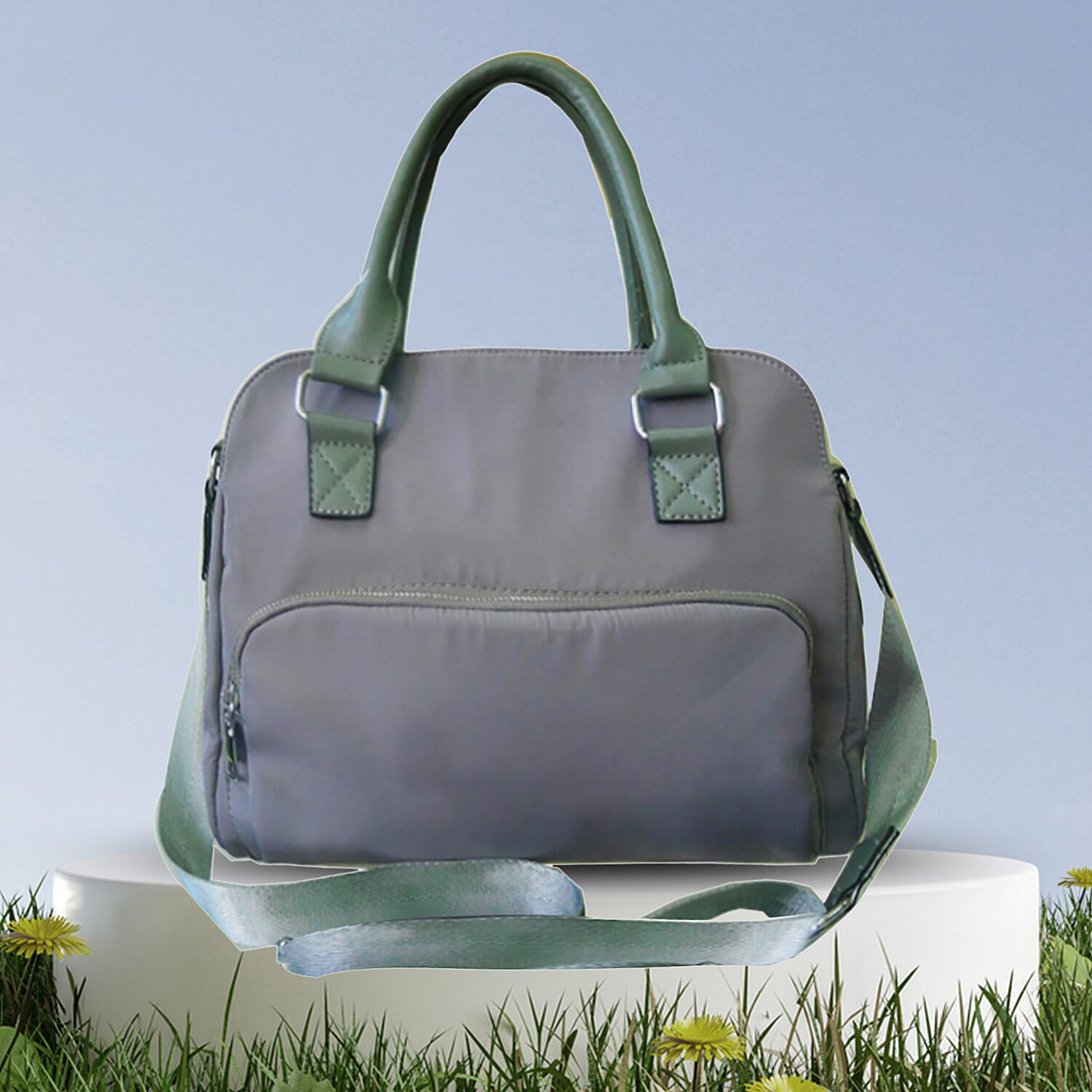 Designer Close Out - Tote Bag with Handle Drop and Shoulder Strap (Size 31x25x12 Cm) - Grey