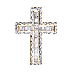 18K Yellow Gold Diamond (GH-SI) Cross Pendant 1.01 Ct, Gold Wt. 4.36 Gms