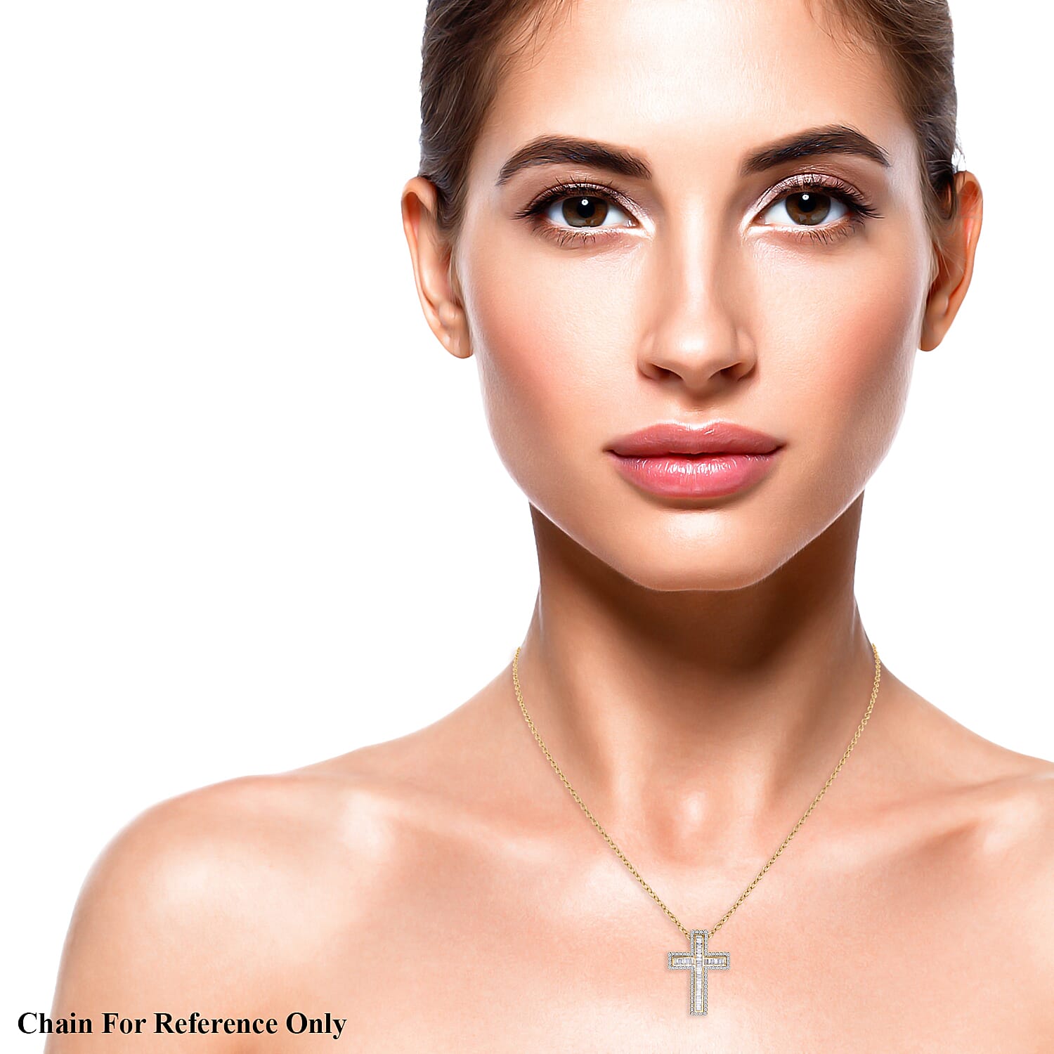 18K Yellow Gold Diamond (GH-SI) Cross Pendant 1.01 Ct, Gold Wt. 4.36 Gms