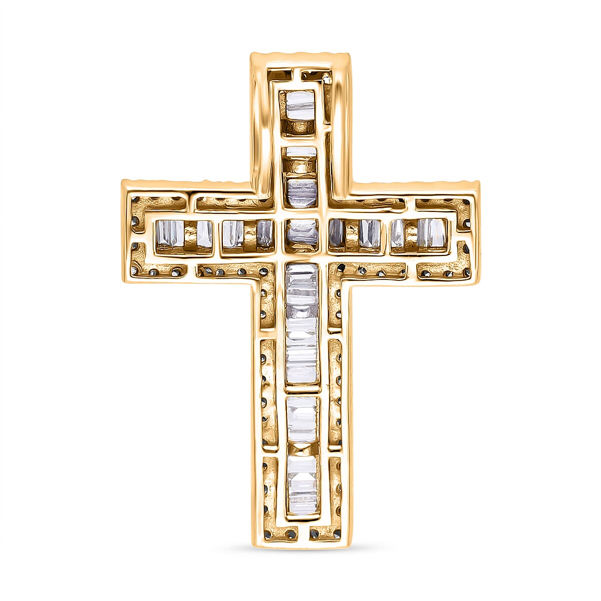 18K Yellow Gold Diamond (GH-SI) Cross Pendant 1.01 Ct, Gold Wt. 4.36 Gms