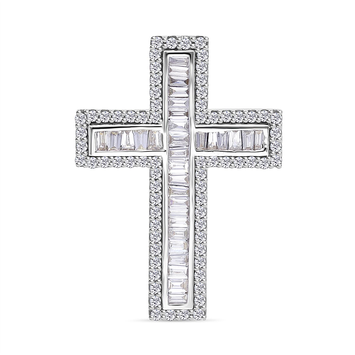 18K White Gold IGI Certified Diamond (GH-SI) Cross Pendant 1.00 Ct