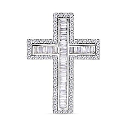 18K White Gold Diamond (GH-SI) Cross Pendant 1.01 Ct, Gold Wt. 4.47 Gms