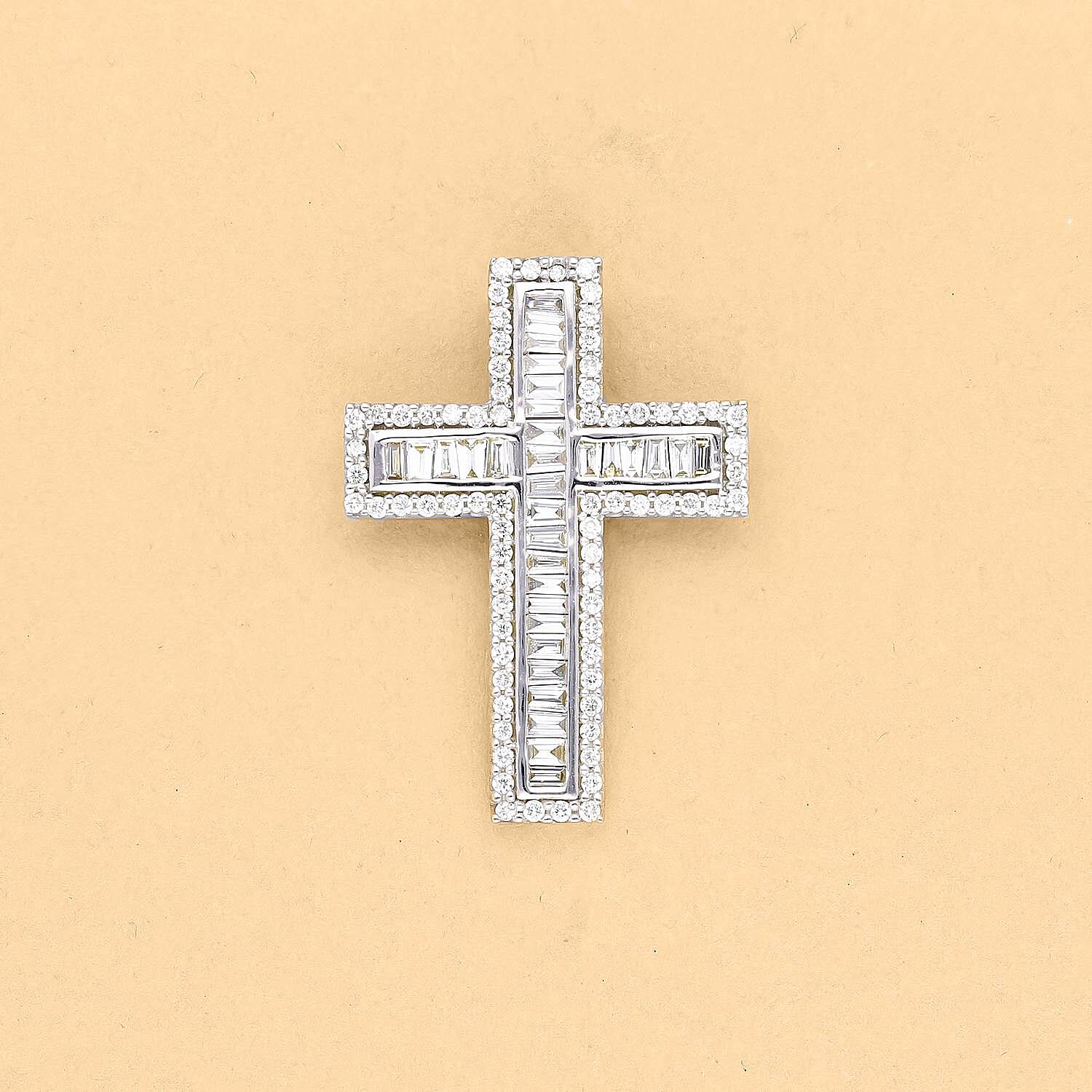 18K White Gold IGI Certified Diamond (GH-SI) Cross Pendant 1.00 Ct