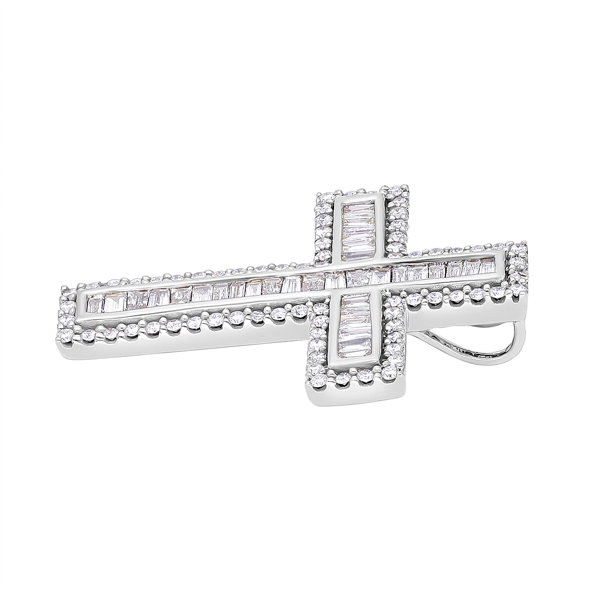 18K White Gold IGI Certified Diamond (GH-SI) Cross Pendant 1.00 Ct