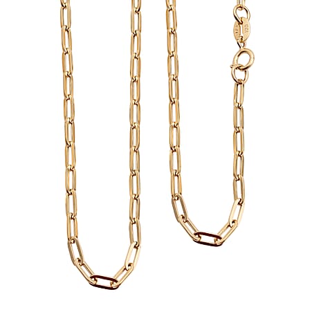 Hatton Garden Closeout - 9K Yellow Gold Paperlink Necklace (Size 18) with Spring Ring Clasp