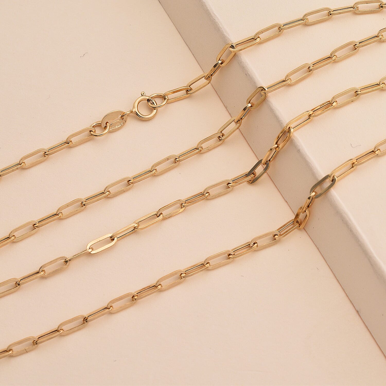 Hatton Garden Closeout - 9K Yellow Gold Paperlink Necklace (Size 18) with Spring Ring Clasp