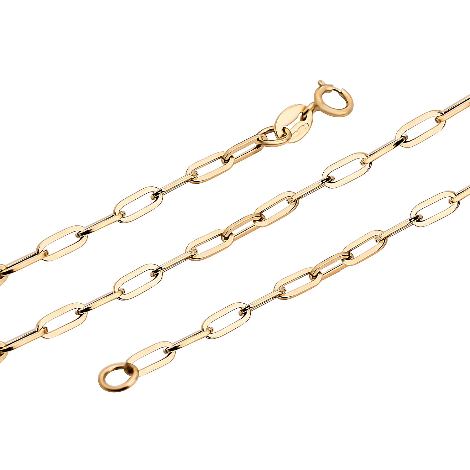 Hatton Garden Closeout - 9K Yellow Gold Paperlink Necklace (Size 18) with Spring Ring Clasp