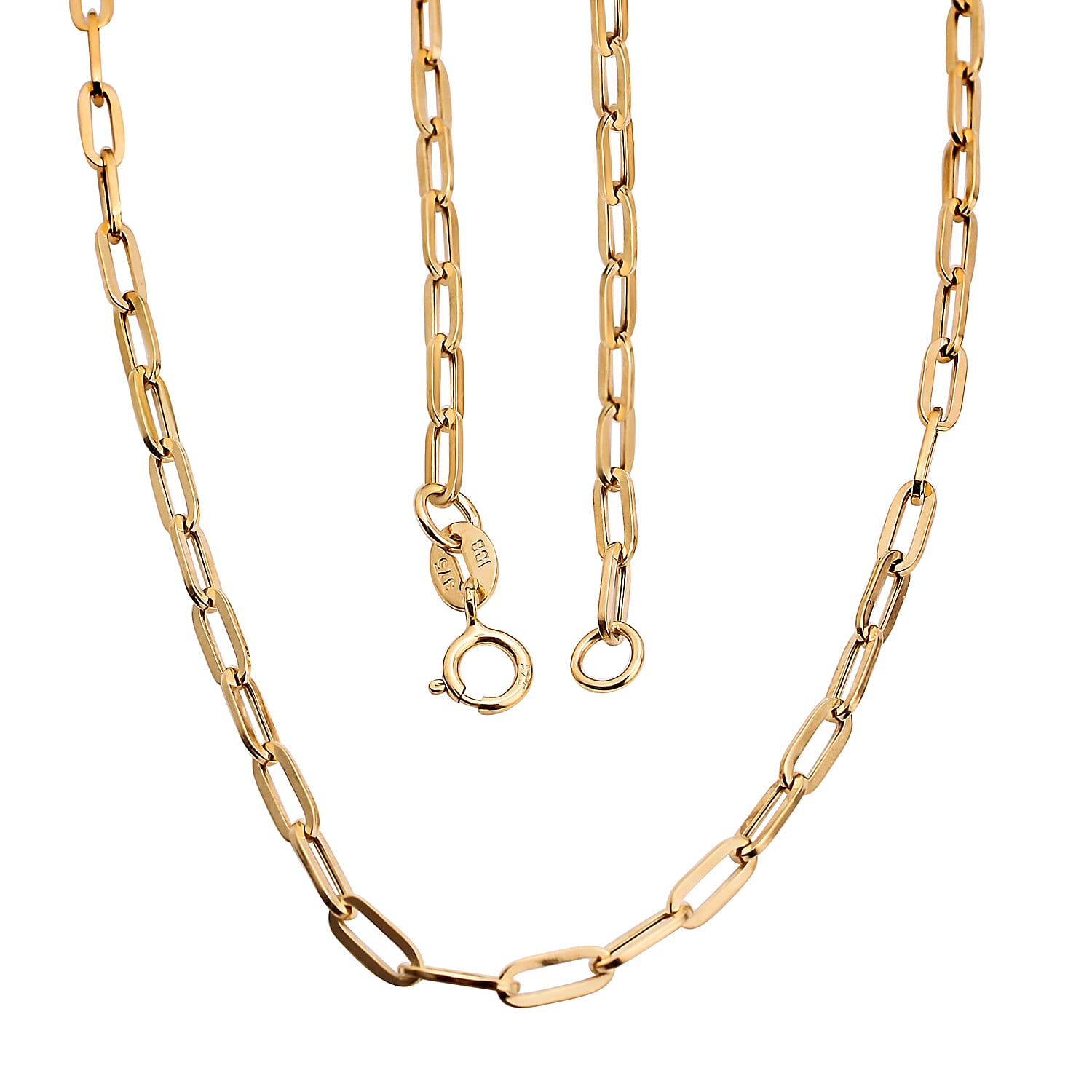 Hatton Garden Closeout - 9K Yellow Gold Paperlink Necklace (Size 18) with Spring Ring Clasp