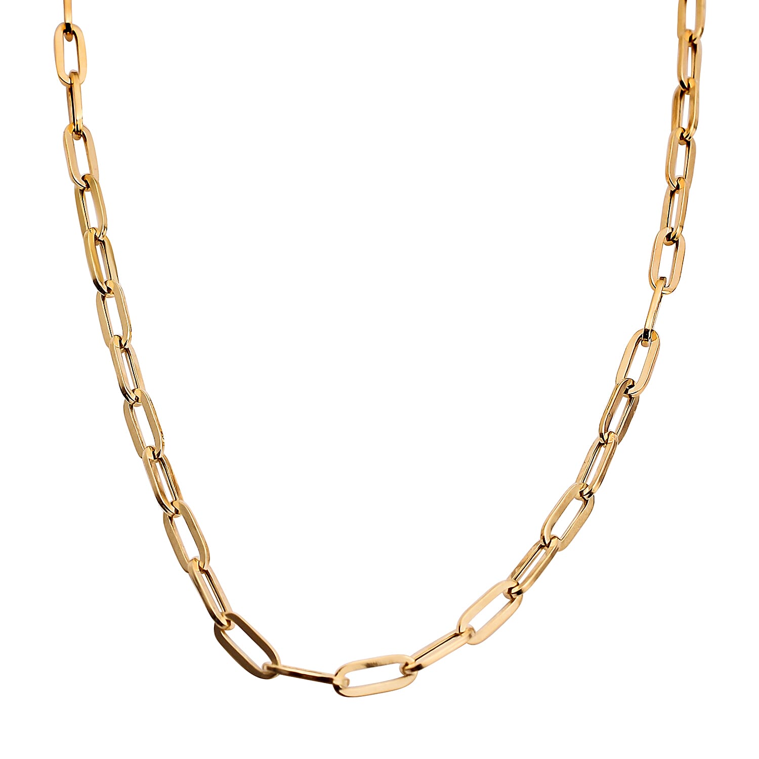 Hatton Garden Closeout - 9K Yellow Gold Paperlink Necklace (Size 18) with Spring Ring Clasp