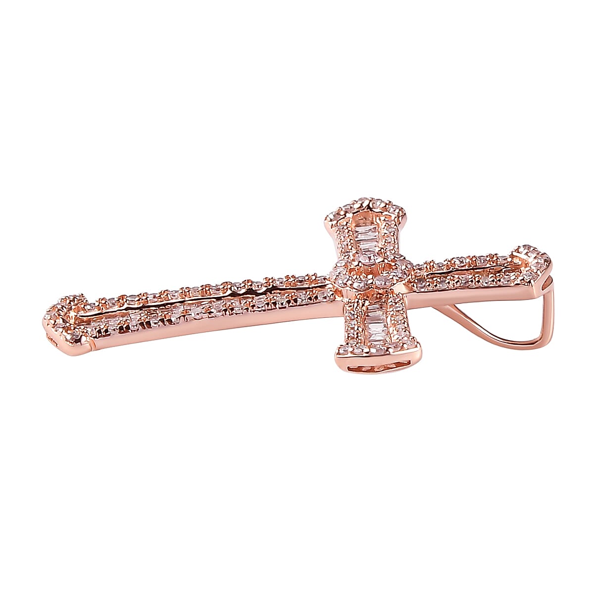 9K Rose Gold SGL Certified Natural Pink Diamond Cross Pendant 0.60 Ct.