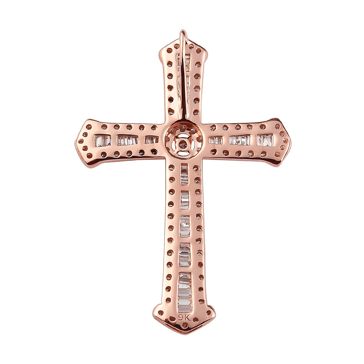 9K Rose Gold SGL Certified Natural Pink Diamond Cross Pendant 0.60 Ct.