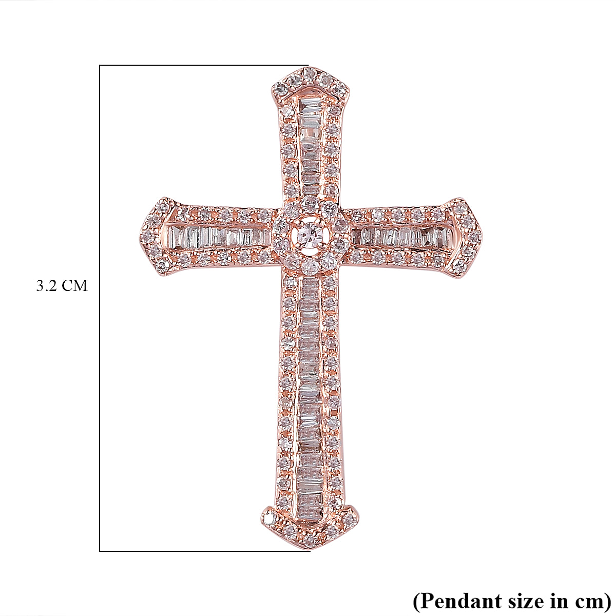 9K Rose Gold SGL Certified Natural Pink Diamond Cross Pendant 0.60 Ct.