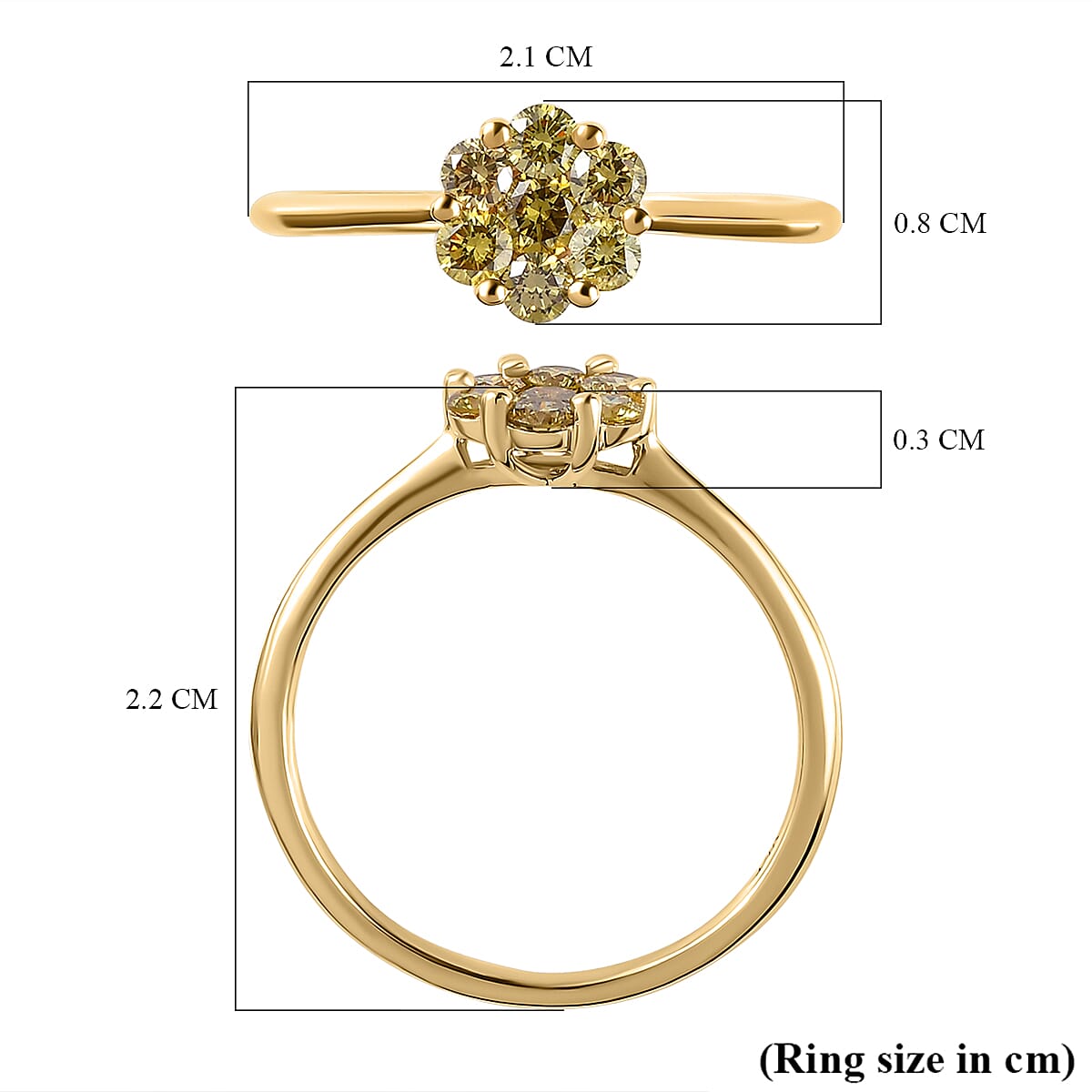 14K Yellow Gold SGL Certified Natural Green Diamond (I1-I2) Ring 0.50 Ct.