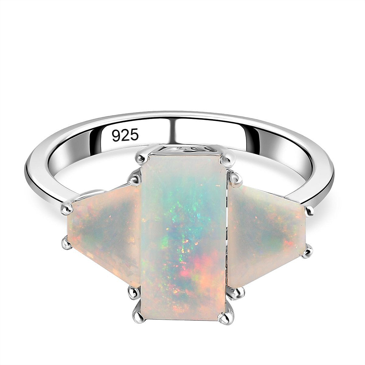 Ethiopian Welo Opal Ring in Platinum Overlay Sterling Silver 3.00 Ct.