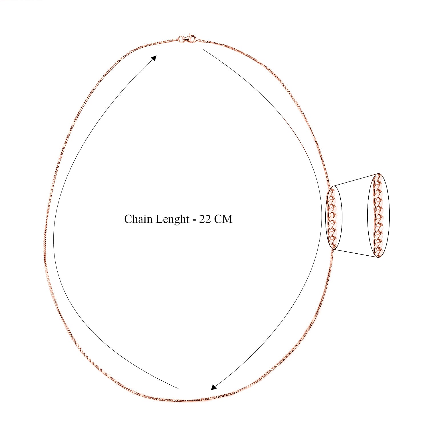 One Time Close Out Deal - Italian Made- Rose Gold Sterling Silver Chain (Size - 24) With Lobster Clasp 3.10 Gram